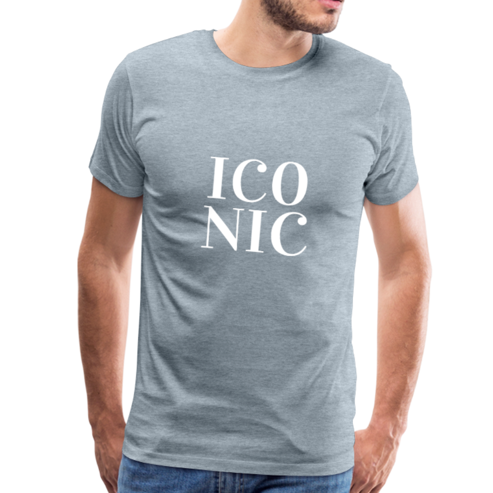 MEN'S ICONIC PREMIUM SHIT - heather ice blue